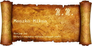 Meszko Miksa névjegykártya